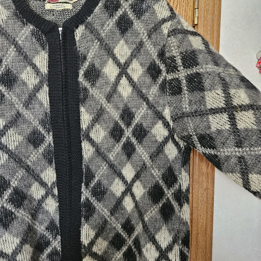 Vintage 1960's Original Styles Wool/Mohair Zip Cardigan size XL - Picture 4 of 5